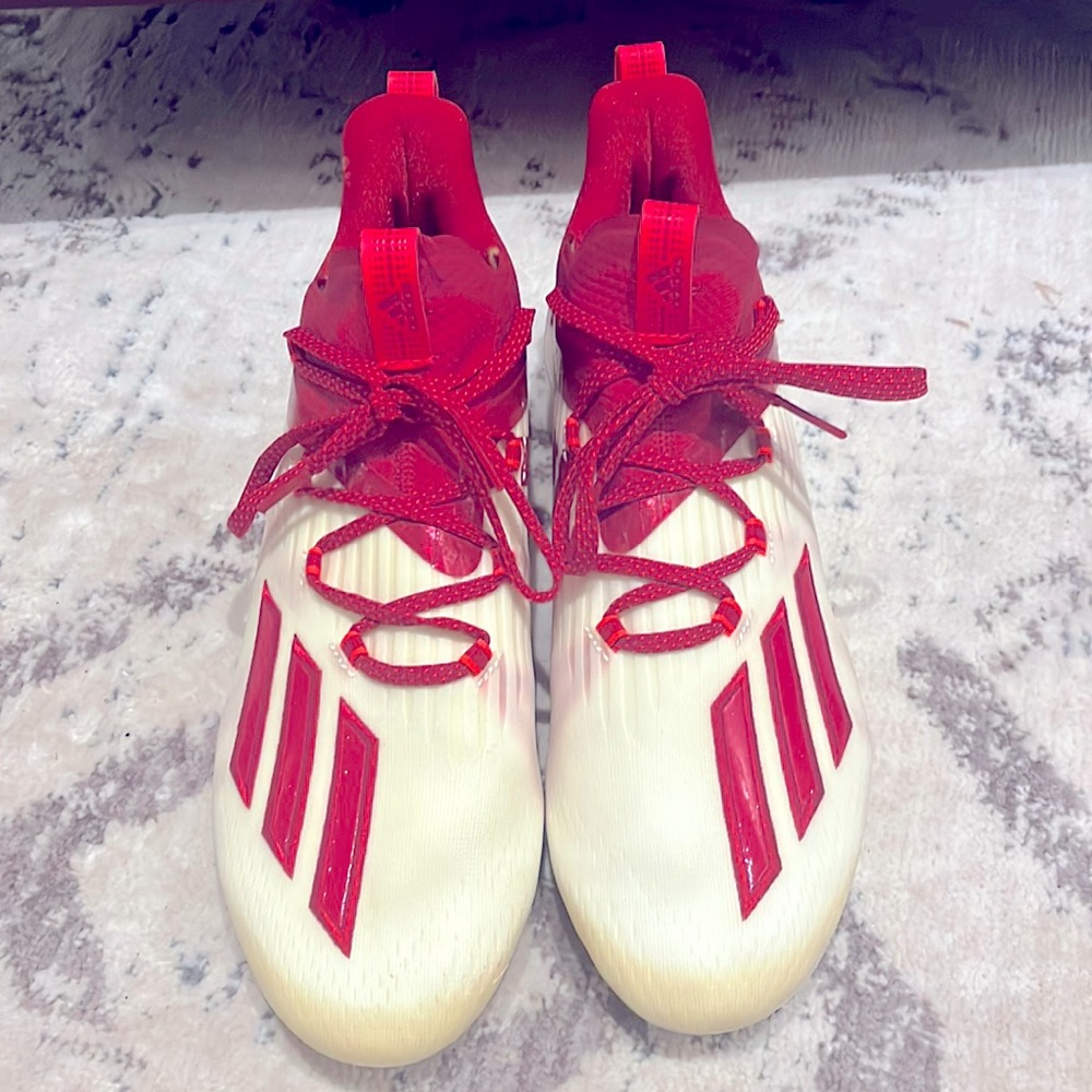 NWOT ADIDAS MENS Football Cleats Men’s Size 9 1/2 Red & Beige 🏈